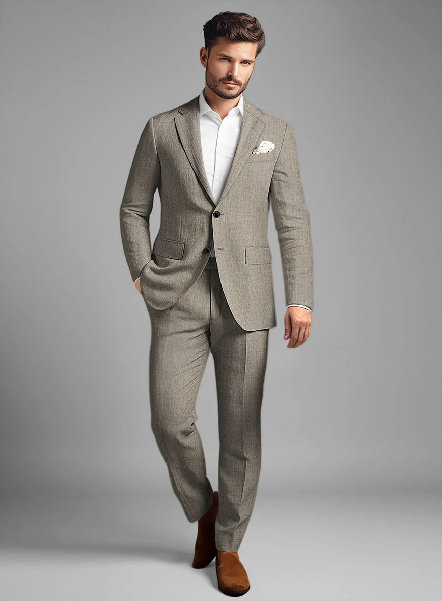 Italian Linen French Brown Suit - Image 2