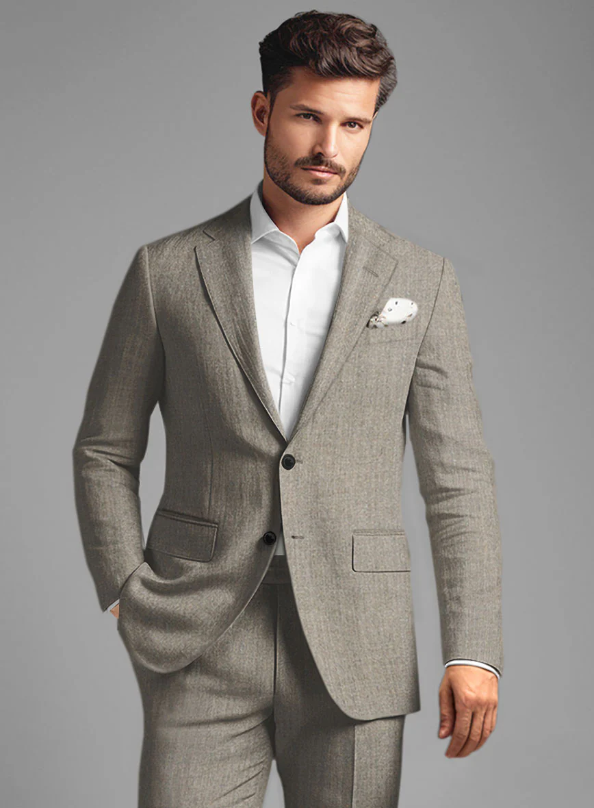 Italian Linen French Brown Suit - Image 4