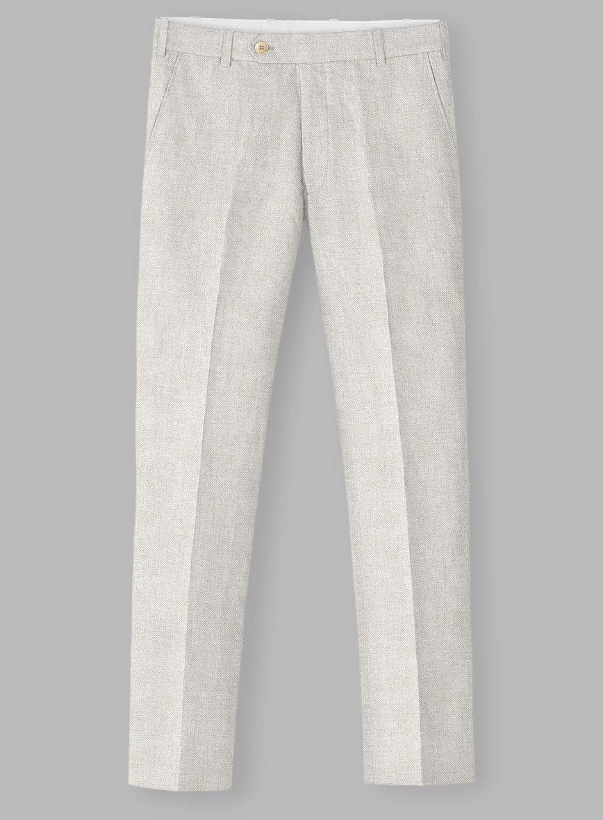 Italian Linen Herringbone Natural Beige Suit - Image 6