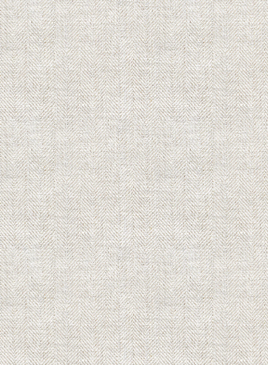 Italian Linen Herringbone Natural Beige Suit - Image 8