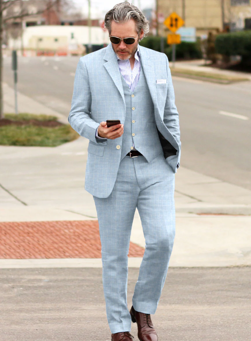 Italian Linen Lusso Blue Suit - Image 2