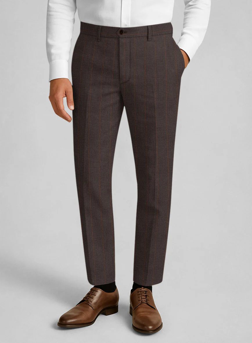 Italian Linen Mocha Brown Stripe Pants