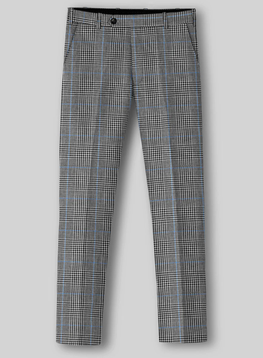 Italian Linen Monochrome Glen Check Pants - Image 2
