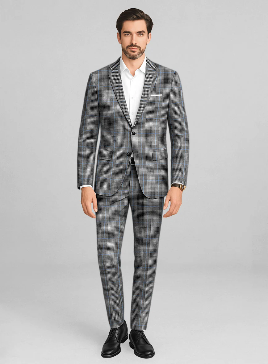 Italian Linen Monochrome Glen Check Suit