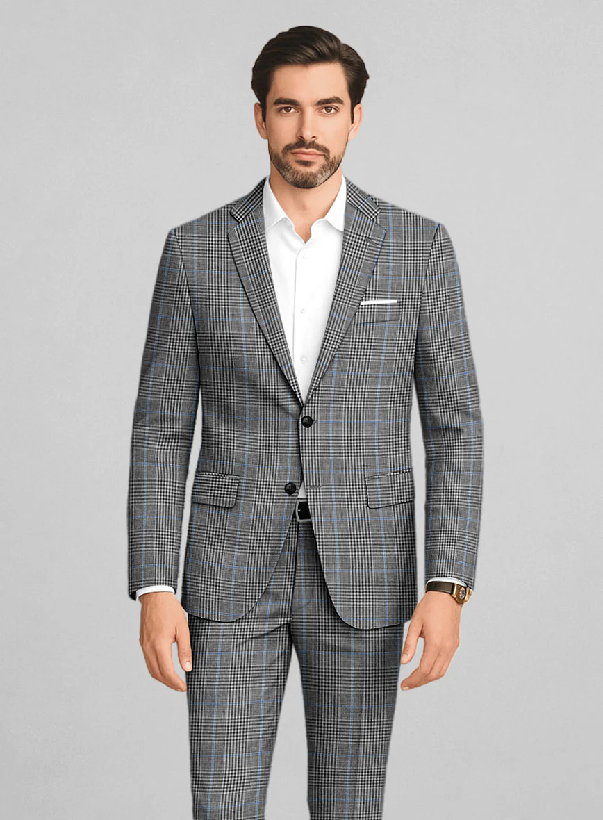 Italian Linen Monochrome Glen Check Suit - Image 2