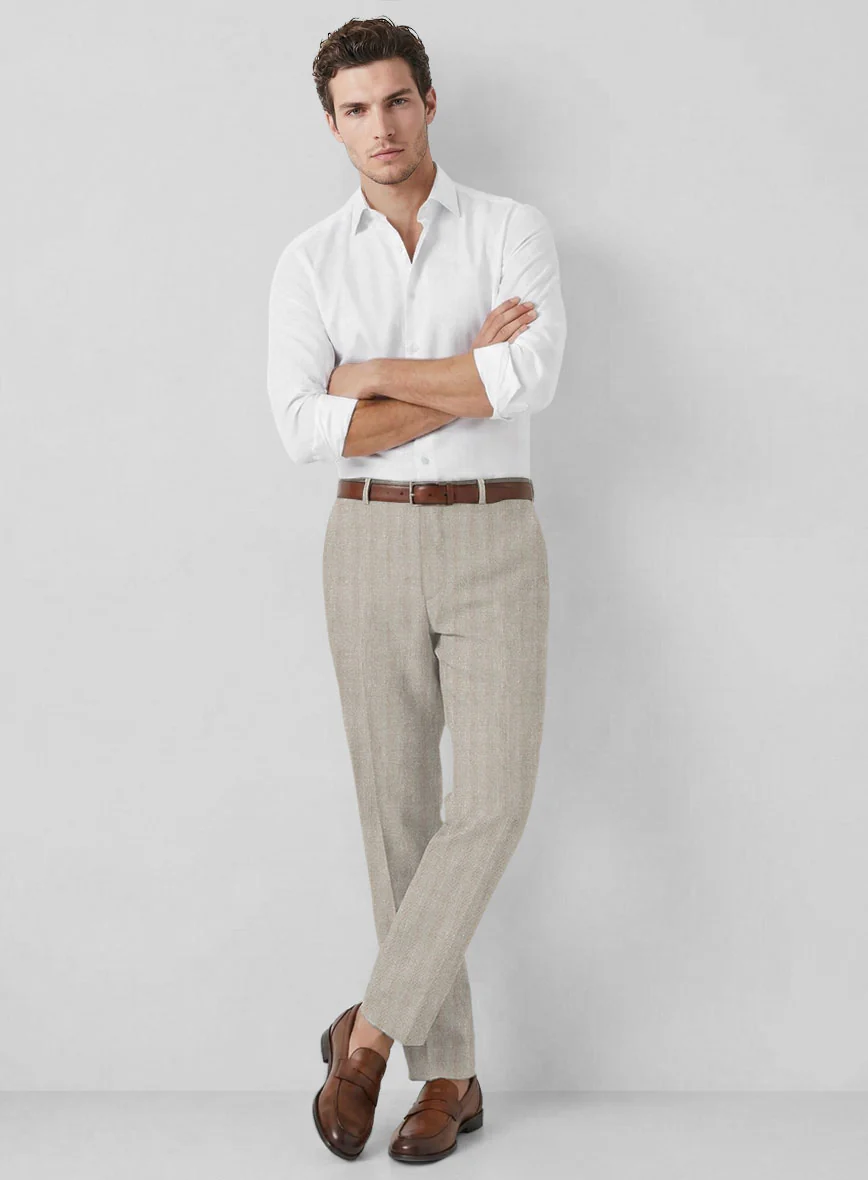 Italian Linen Nebbia Herringbone Suit - Image 5