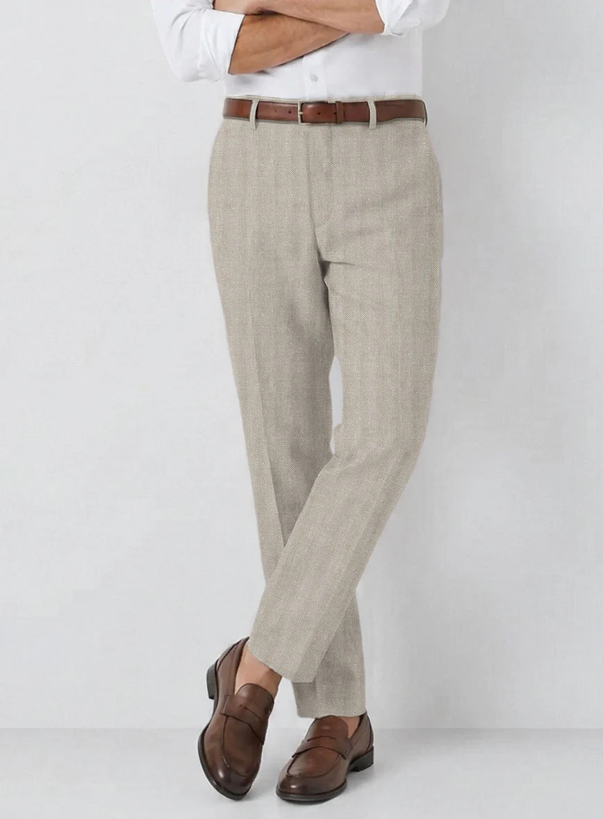 Italian Linen Nebbia Herringbone Suit - Image 6