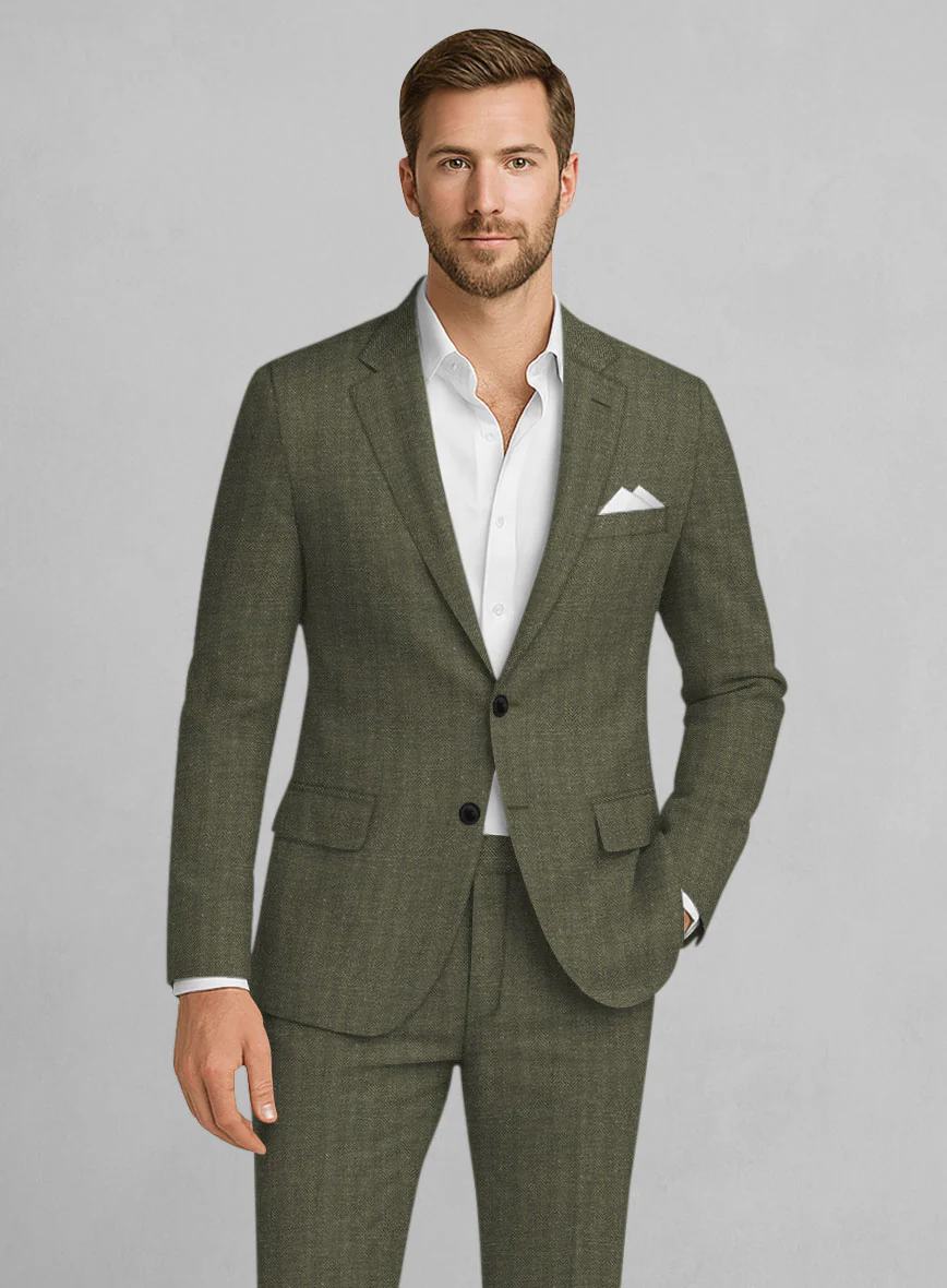Italian Linen Olivano Herringbone Jacket - Image 2