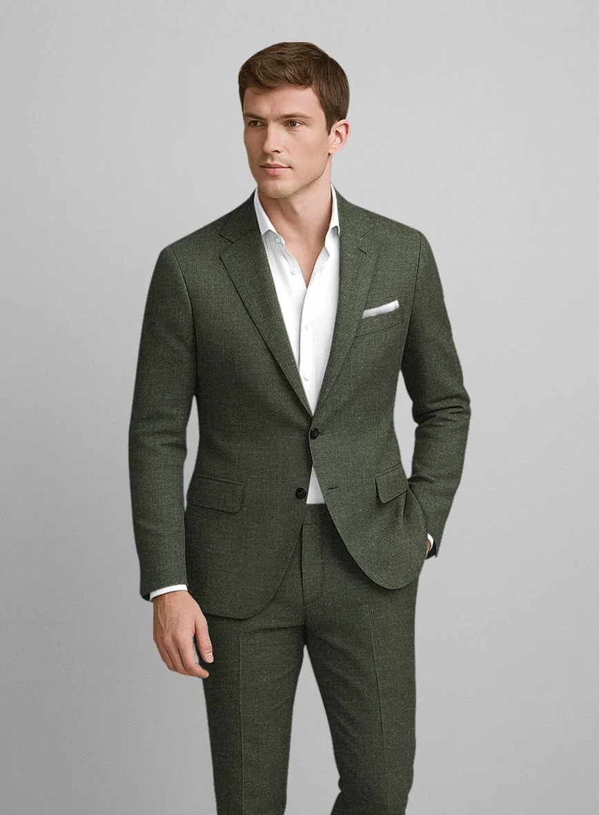Italian Linen Seaweed Olive Jacket - Image 2