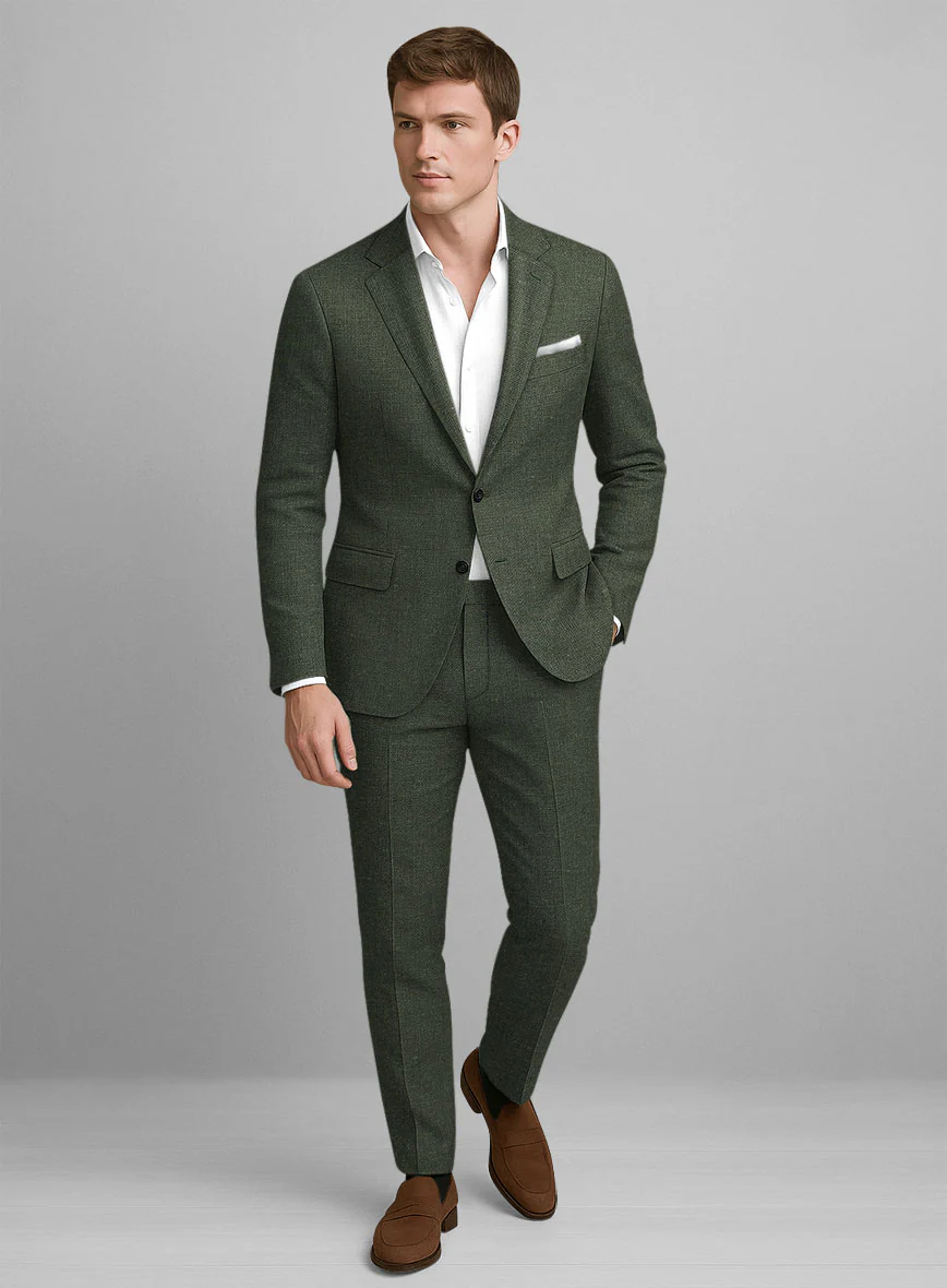 Italian Linen Seaweed Olive Suit