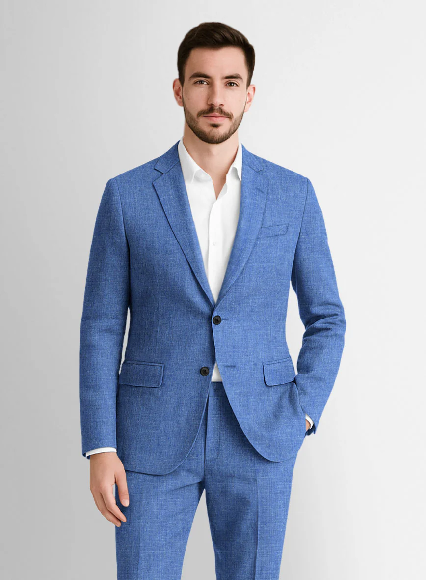 Italian Linen Smoked Blue Jacket - Image 3