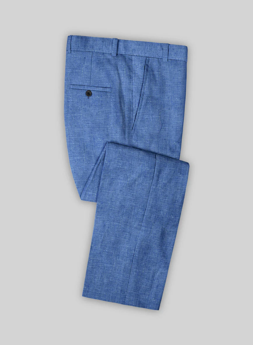 Italian Linen Smoked Blue Pants - Image 2