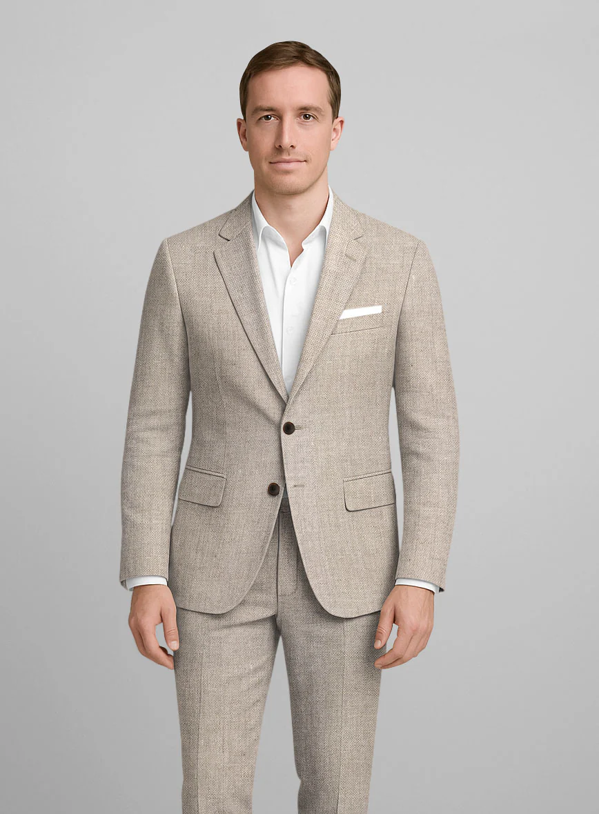 Italian Linen Stone Beige Jacket - Image 2
