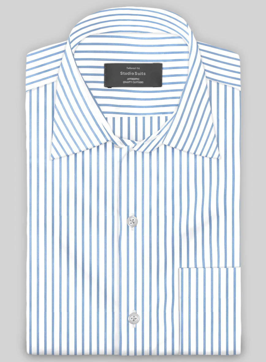 Italian Lombardo Banbury Blue Stripes Shirt