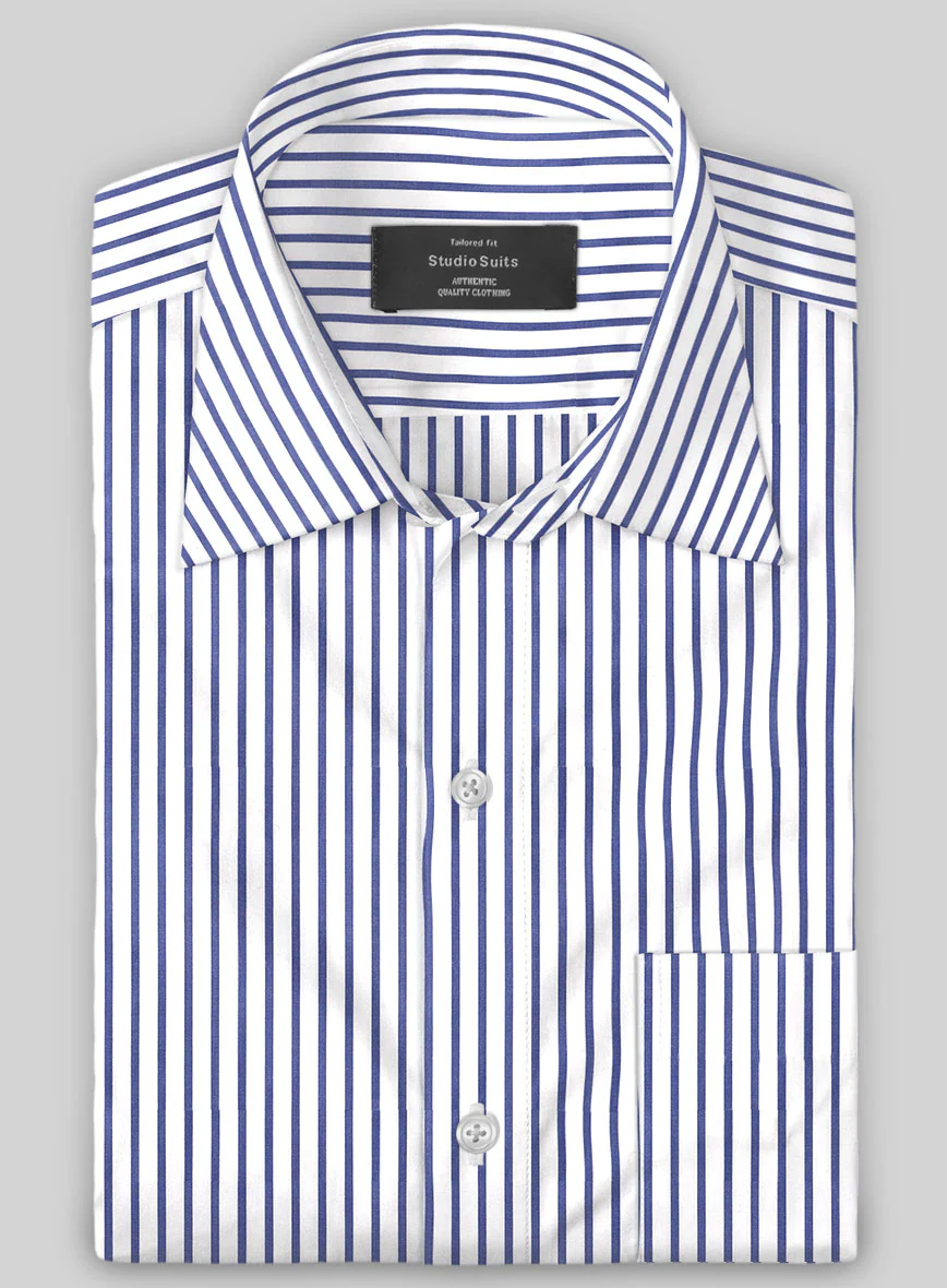 Italian Lombardo Banbury Navy Blue Stripes Shirt