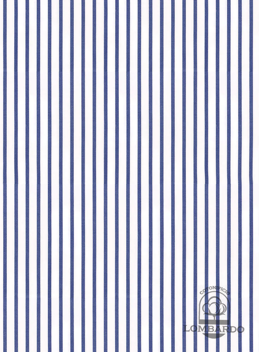 Italian Lombardo Banbury Navy Blue Stripes Shirt - Image 3