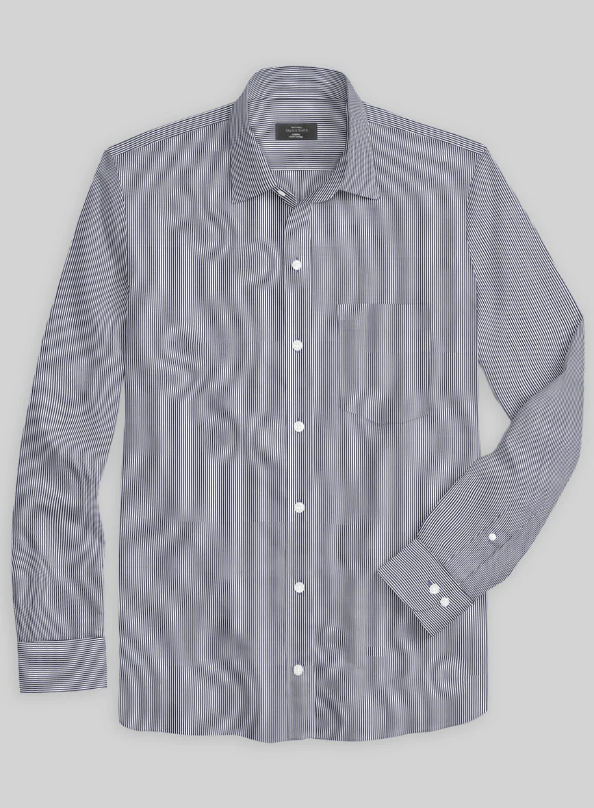 Italian Lombardo Candy Navy Blue Stripes Shirt - Image 2