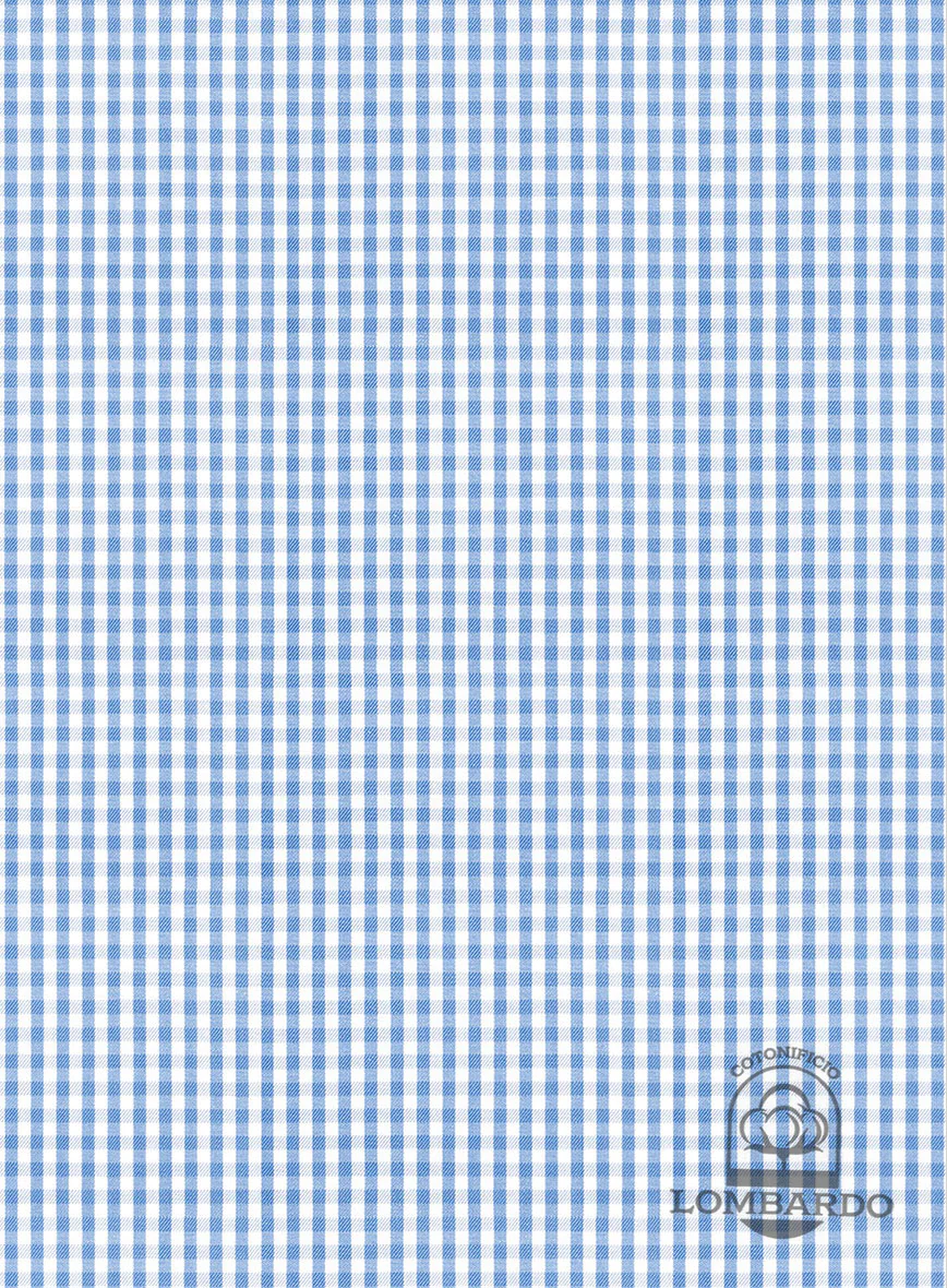 Italian Lombardo Gingham Blue Checks Shirt - Image 3