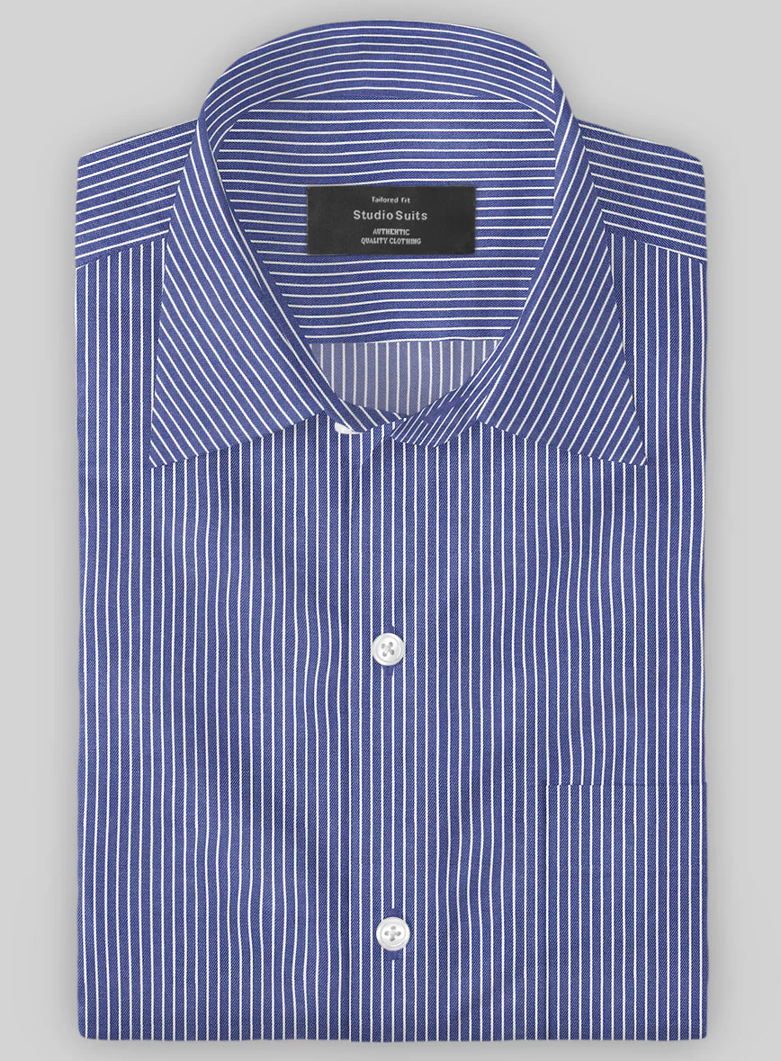 Italian Lombardo Zaffre Blue Stripes Shirt