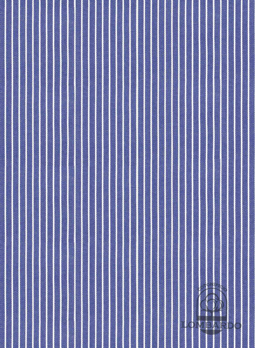 Italian Lombardo Zaffre Blue Stripes Shirt - Image 3
