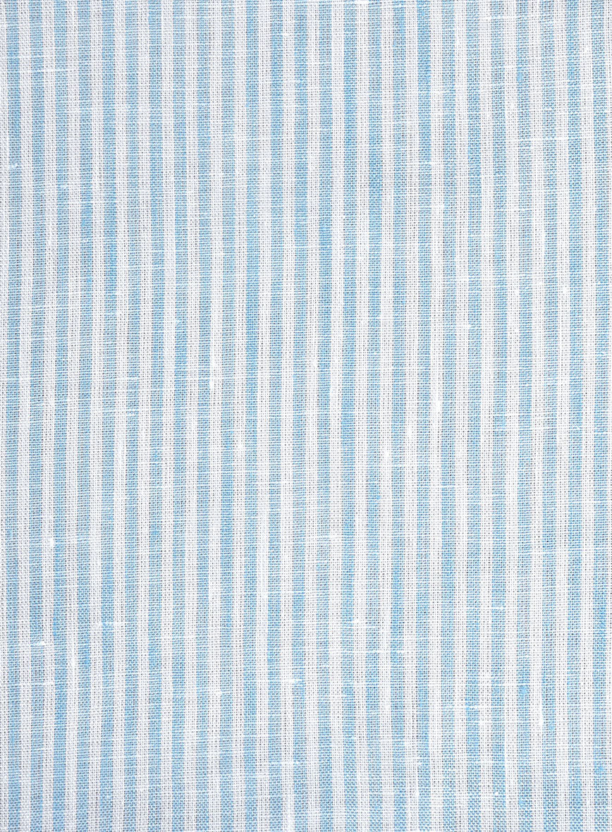 Italian Linen Mabel Blue Bengal Stripe Shirt - Image 3
