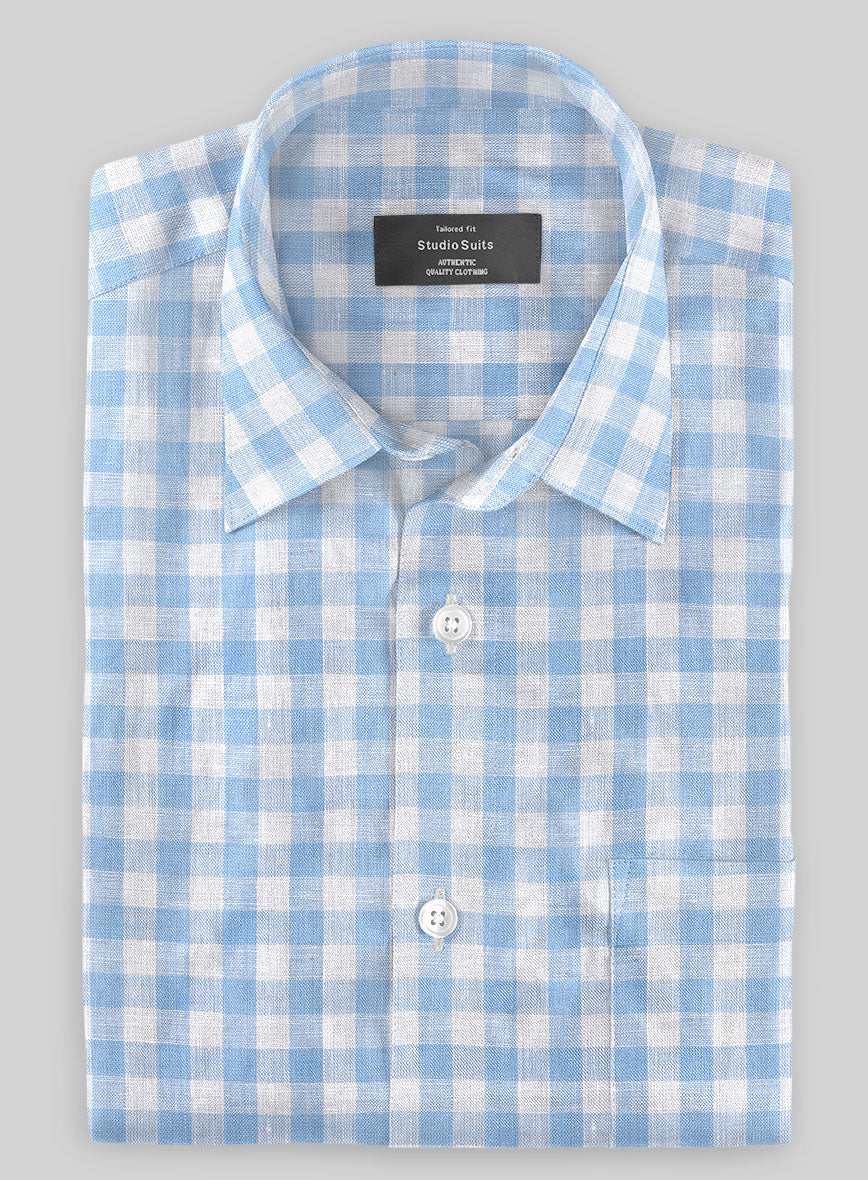 Italian Linen Mabel Blue Check Shirt