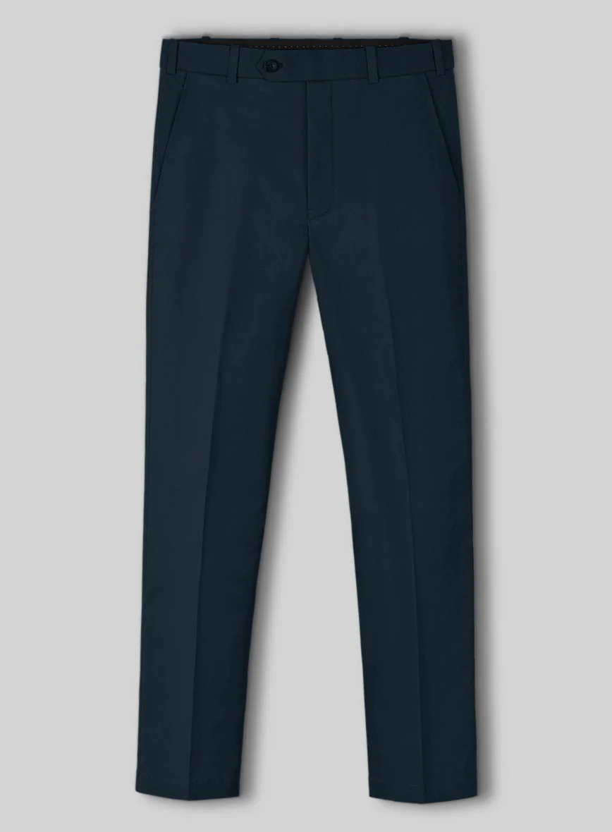 Italian Marine Blue Cotton Stretch Pants - Image 2