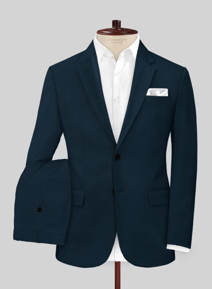 Italian Marine Blue Cotton Stretch Suit - Image 2