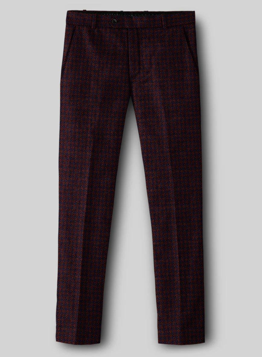 Italian Merlot Houndstooth Tweed Pants