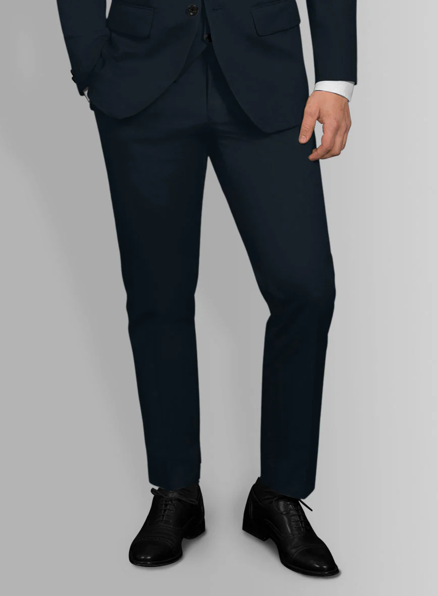 Italian Midnight Blue Cotton Stretch Pants - Image 2