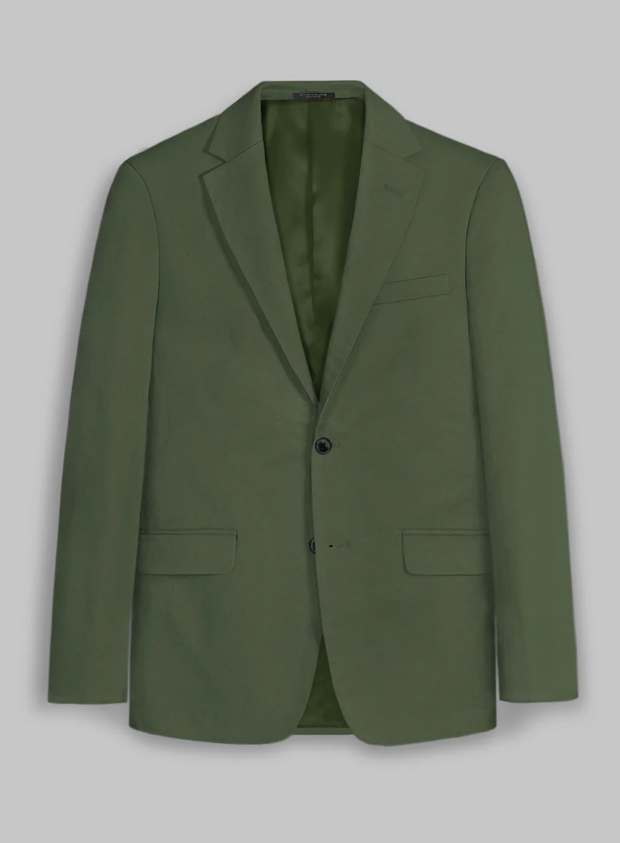 Italian Military Green Cotton Stretch Suit - Image 3