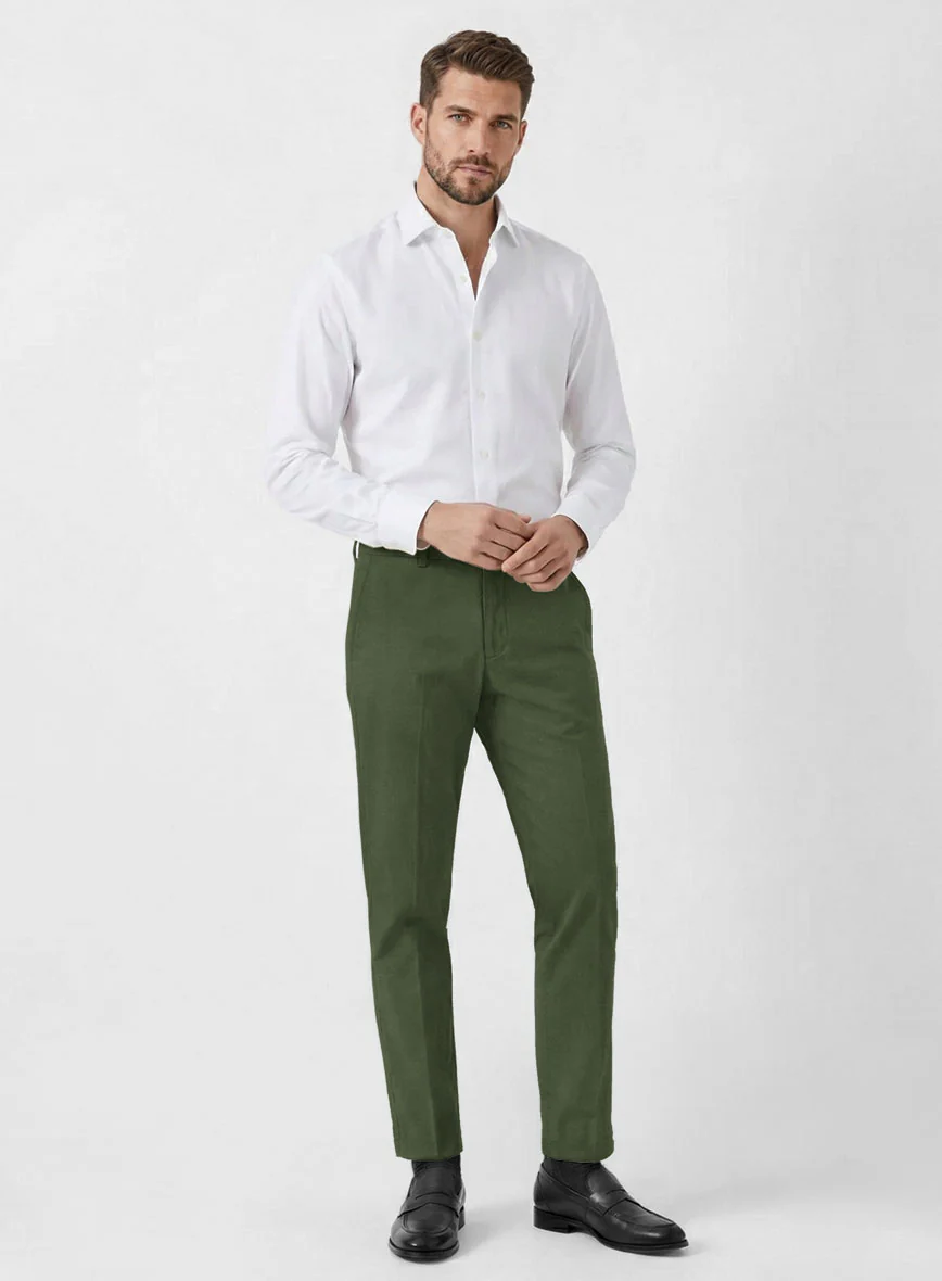 Italian Military Green Cotton Stretch Pants