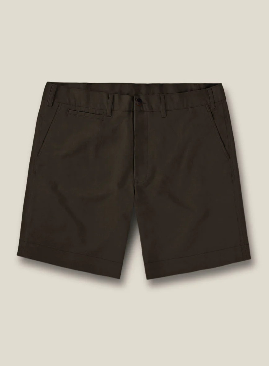 Italian Mocha Brown Cotton Stretch Shorts