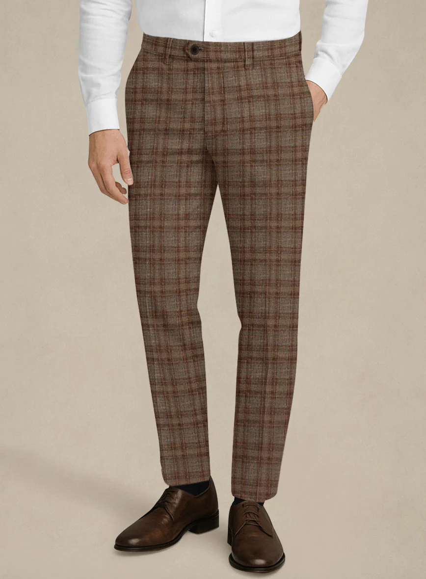 Italian Murano Basto Brown Wool Linen Silk Pants