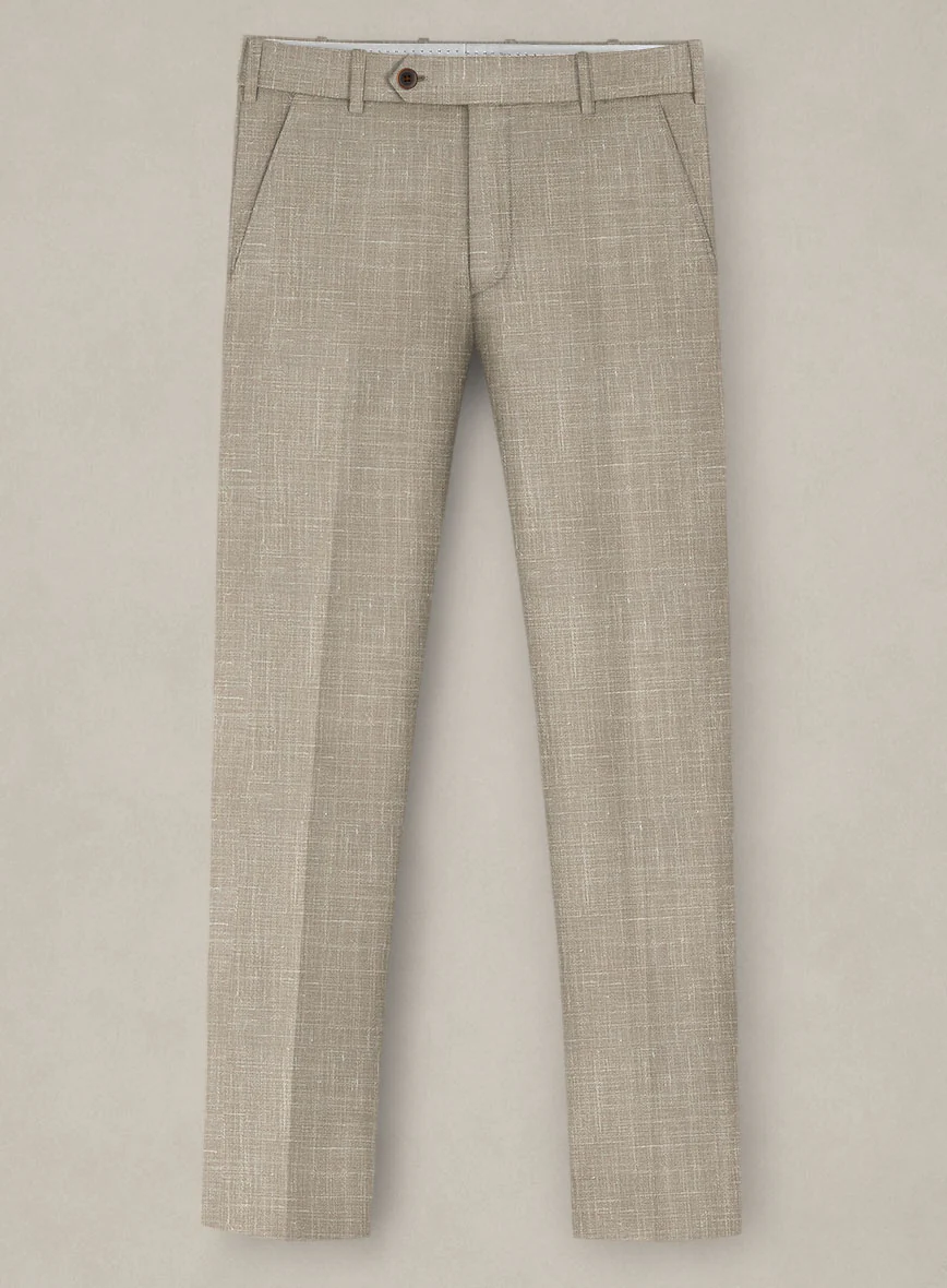 Italian Murano Beige Wool Linen Pants - Image 2