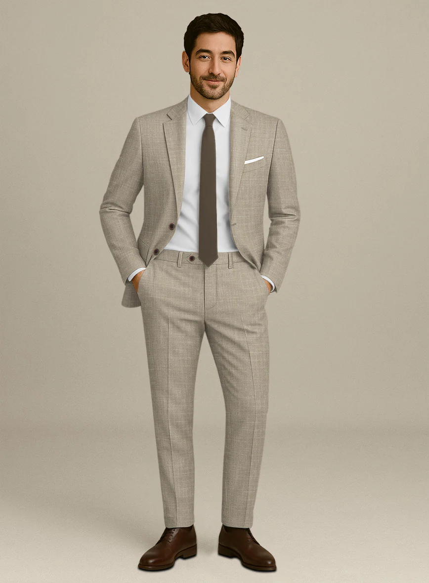 Italian Murano Beige Wool Linen Suit