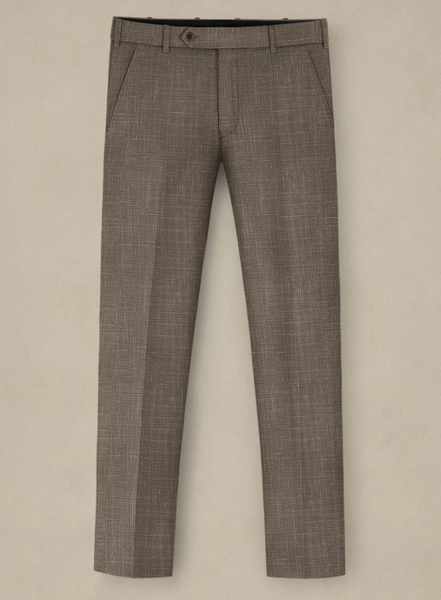 Italian Murano Brown Wool Linen Pants - Image 2