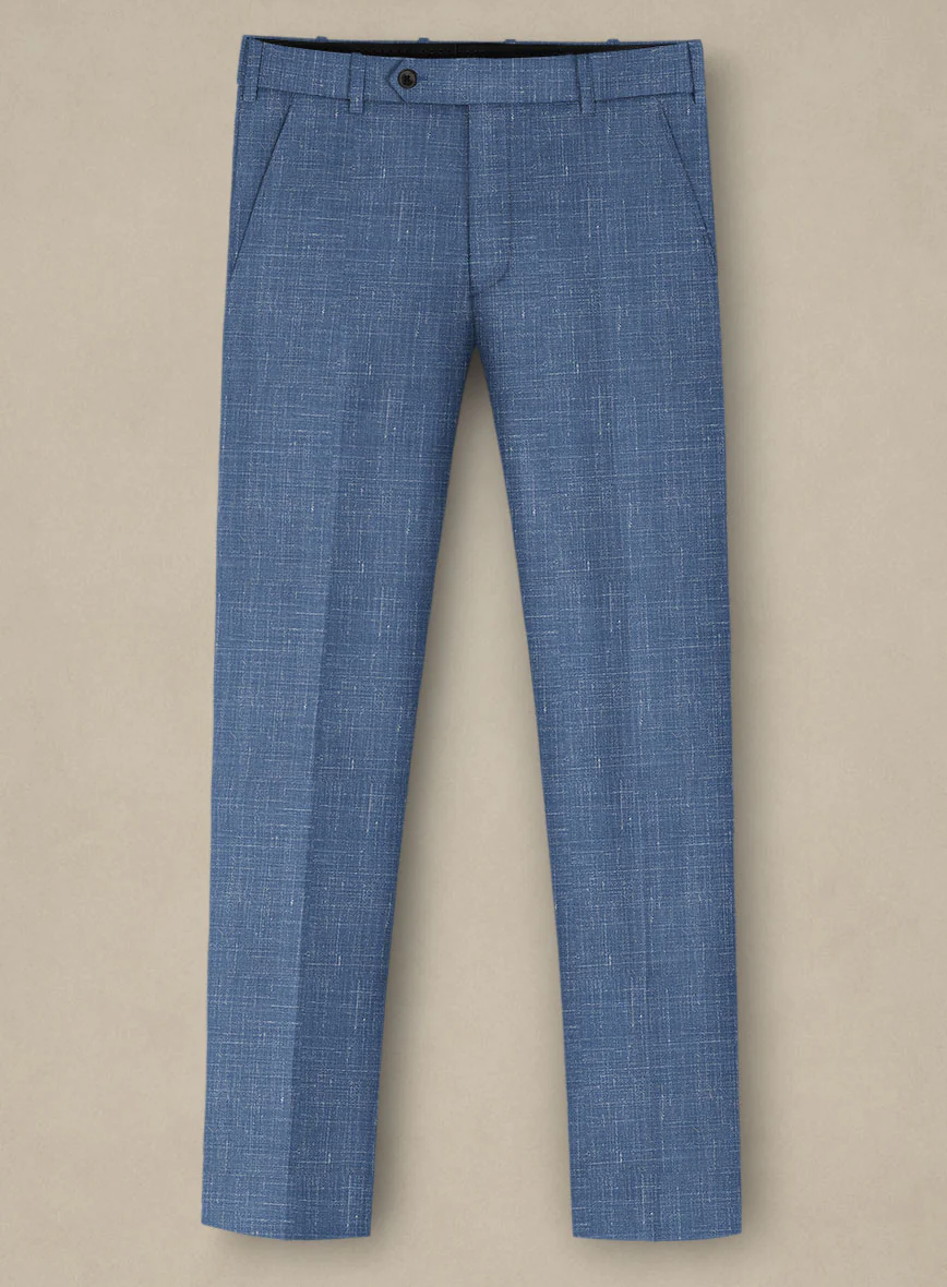 Italian Murano Cadel Blue Wool Linen Pants - Image 2