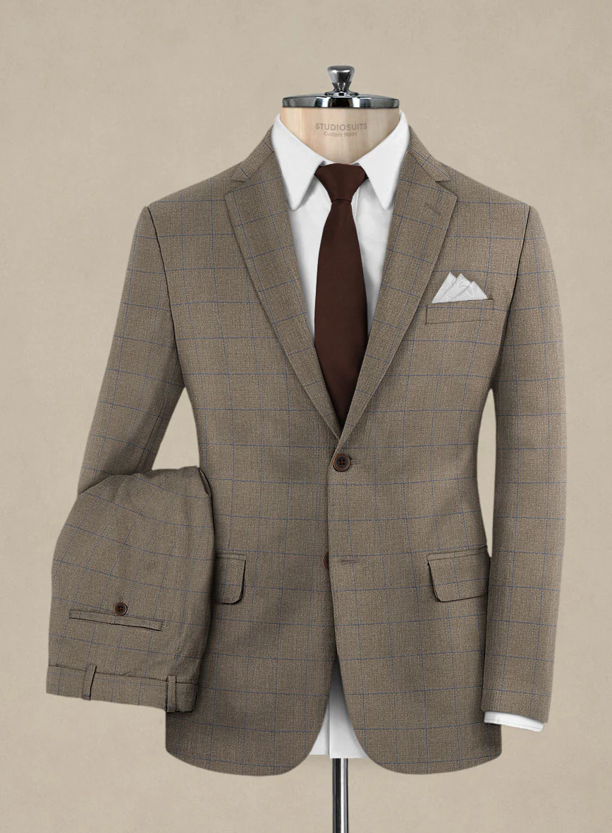 Italian Murano Cedra Brown Wool Linen Silk Suit - Image 2