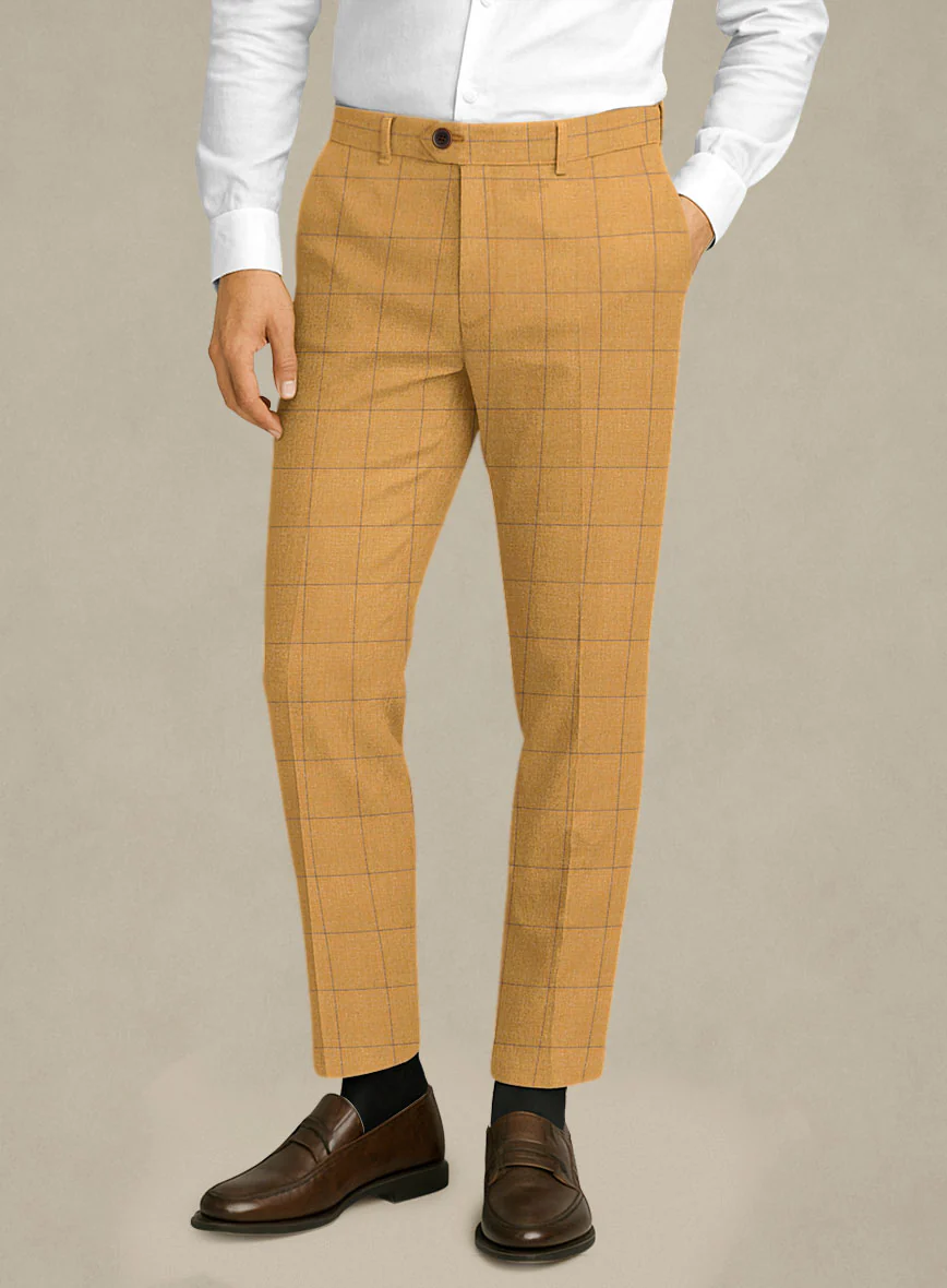 Italian Murano Cimio Mustard Wool Linen Silk Pants