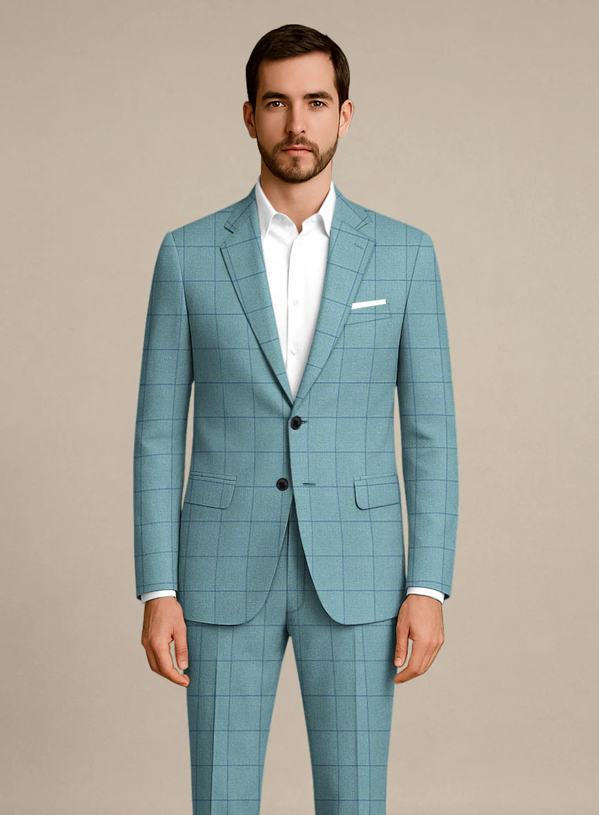 Italian Murano Domar Blue Wool Linen Silk Jacket - Image 2