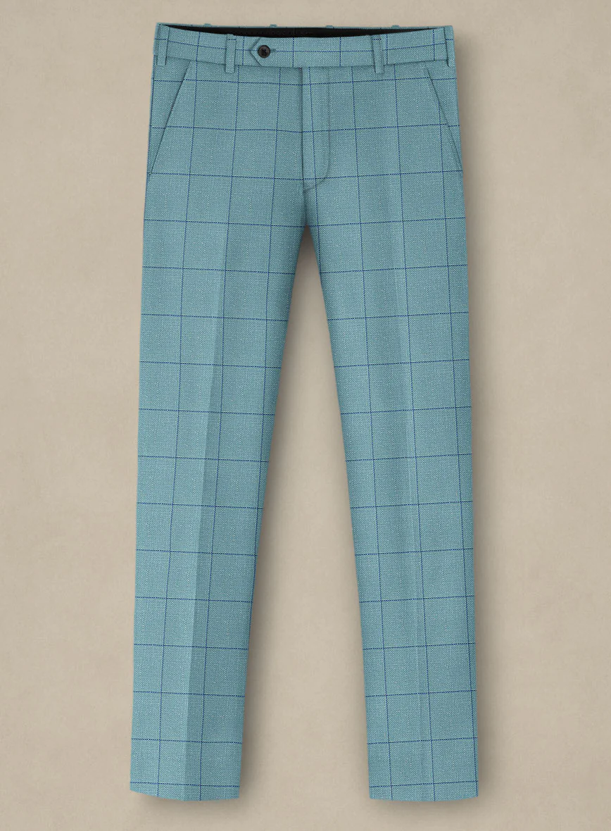 Italian Murano Domar Blue Wool Linen Silk Suit - Image 5