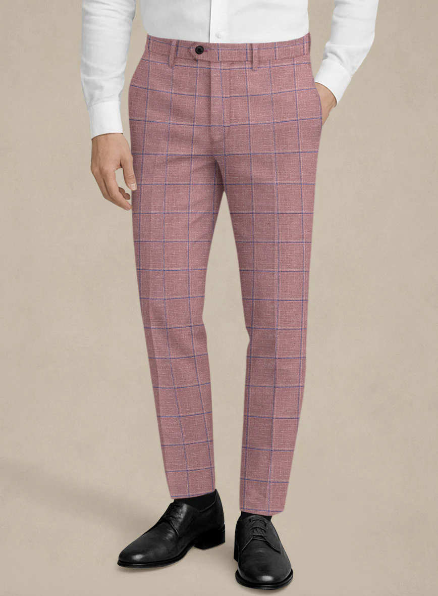 Italian Murano Drope Pink Wool Linen Silk Pants