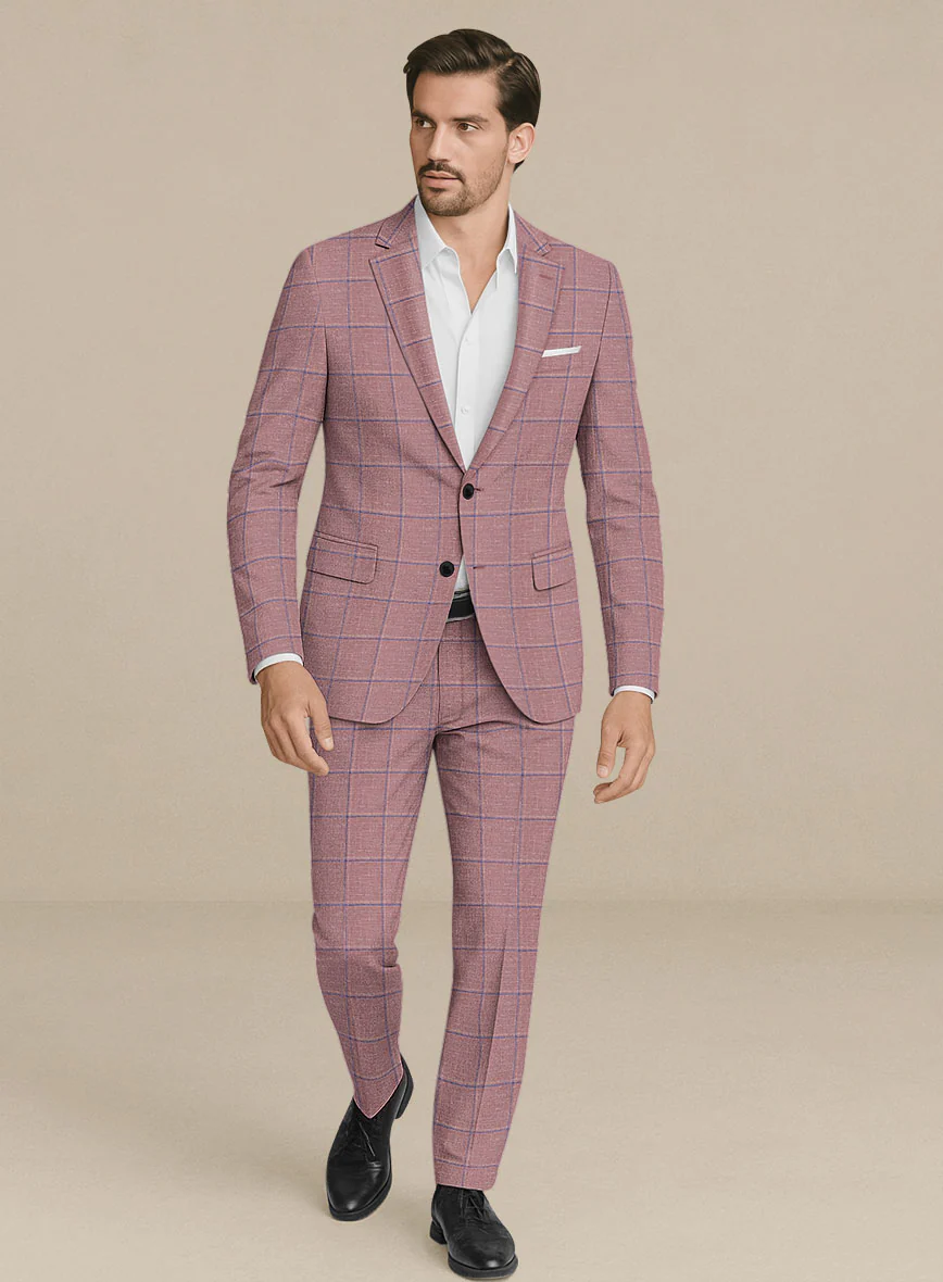 Italian Murano Drope Pink Wool Linen Silk Suit