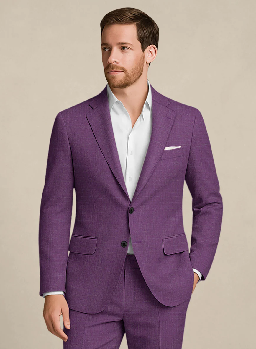 Italian Murano Eggplant Wool Linen Jacket - Image 2