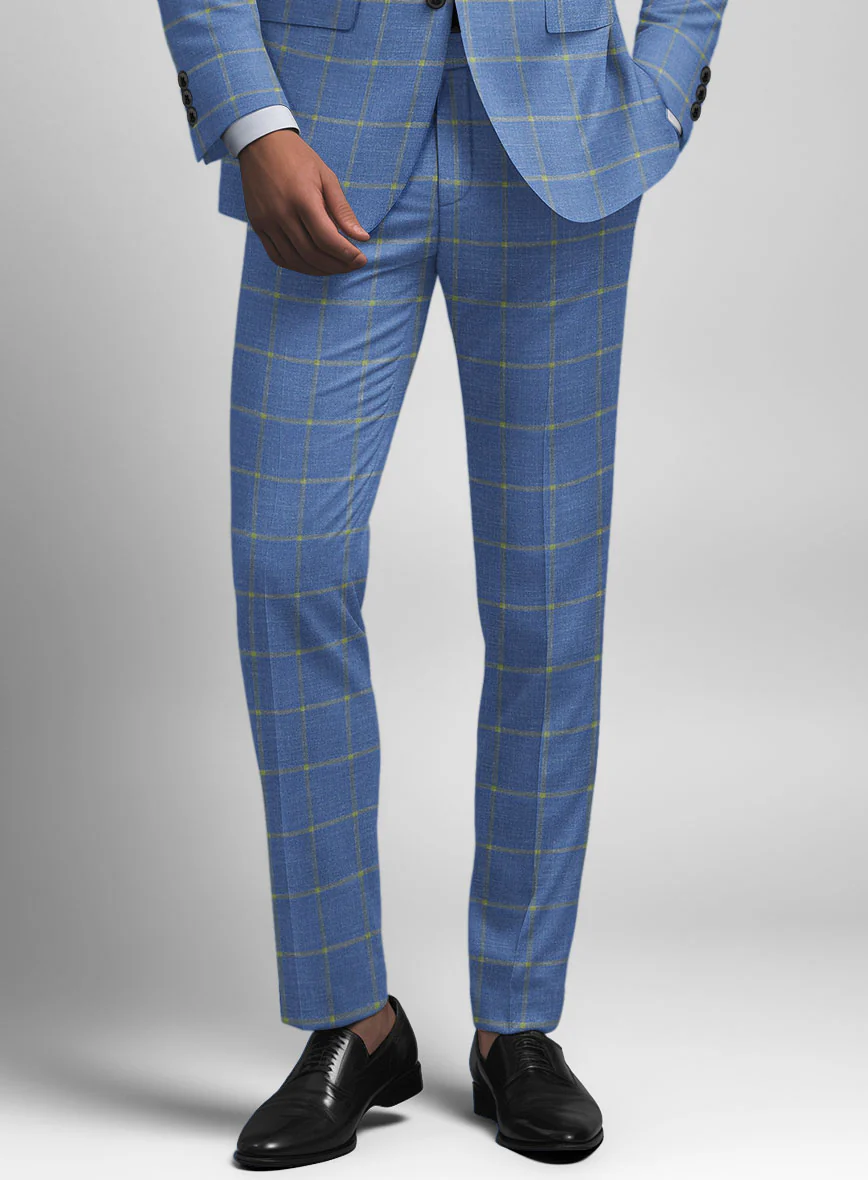 Italian Murano Eginda Blue Wool Linen Pants
