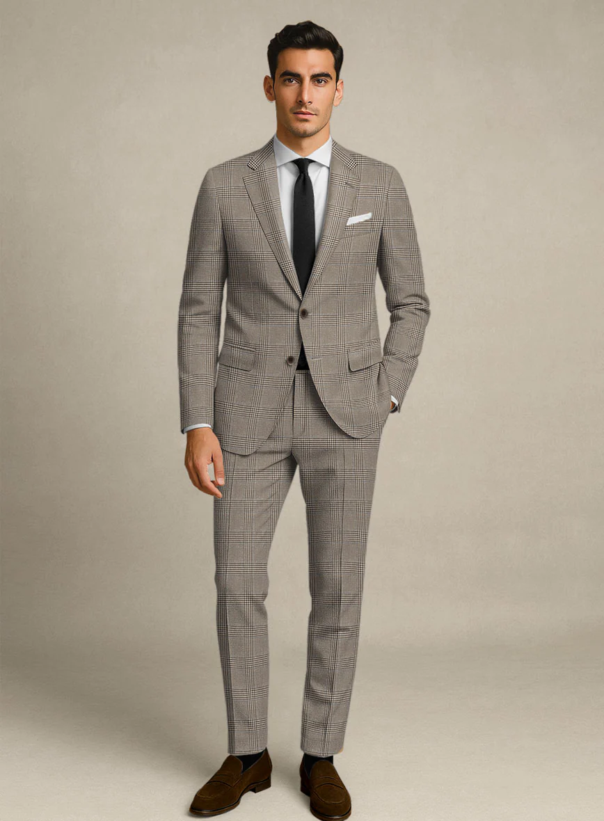 Italian Murano Ejan Brown Wool Linen Silk Suit