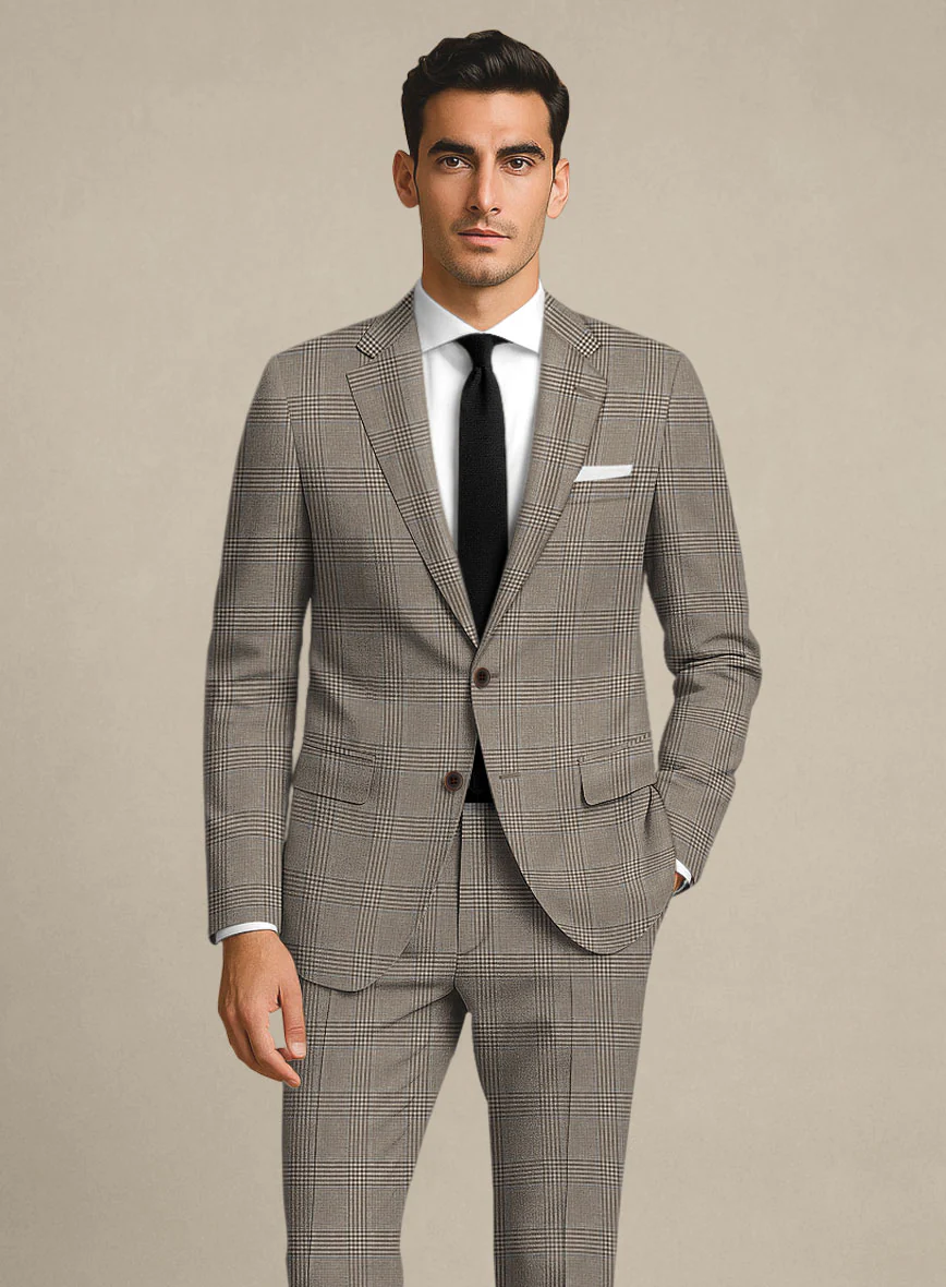 Italian Murano Ejan Brown Wool Linen Silk Suit - Image 4