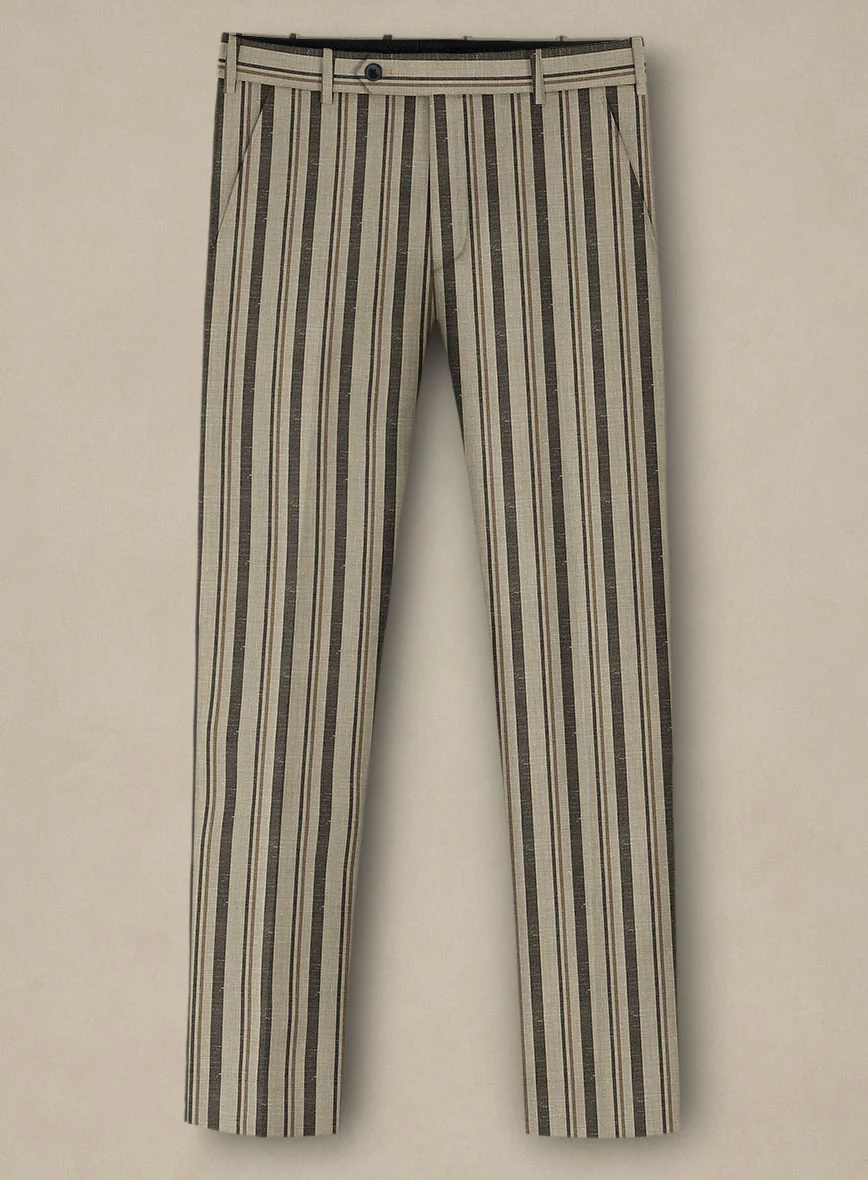 Italian Murano Emario Stripe Wool Linen Silk Suit - Image 5