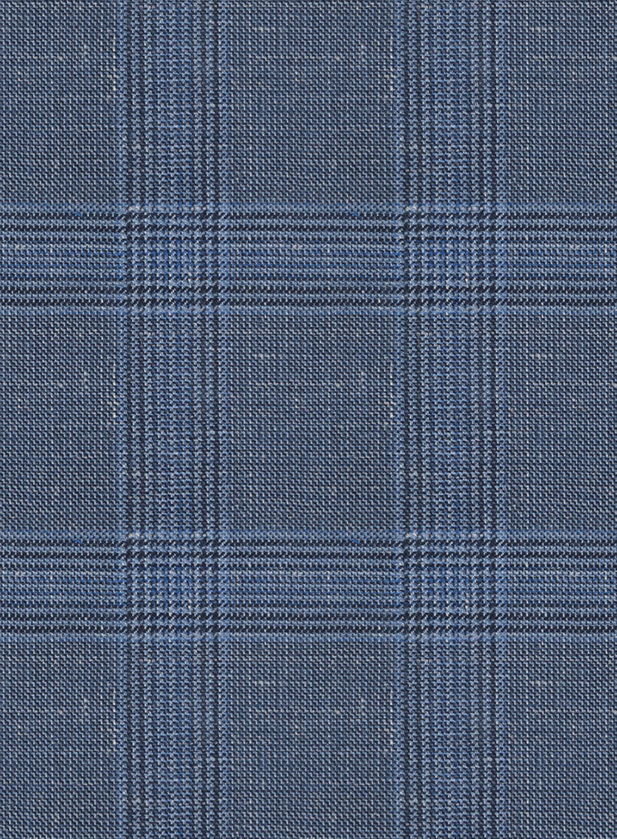 Italian Murano Enora Blue Wool Linen Silk Pants - Image 3
